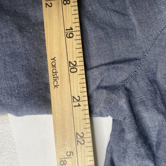 J Jill Chambray Tunic Top Womens L Blue Cotton Button Up Roll Tab Sleeves - Picture 7 of 9